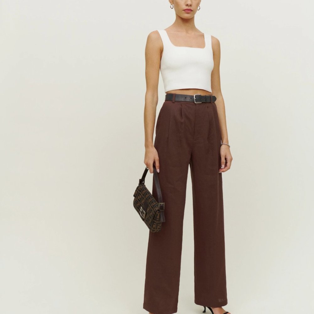Reformation Vesta / Mason Linen Pants in Cafe ( brown ) - Size 4 - NWT